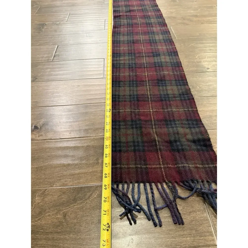 Polo Ralph Lauren Unisex Plaid Multicolor Wool Blend Scarf One Size 72x10 Italy